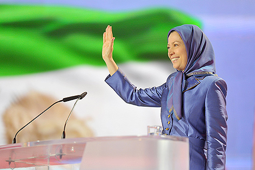  Iranian opposition leader Mrs. Maryam Rajavi at the annual Iran Freedom rally held in Paris on June 13, 2015