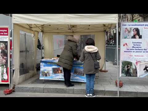 Paris—March 5, 2024: MEK Supporters Organized and Exhibition in Support of the Iranian Revolution.