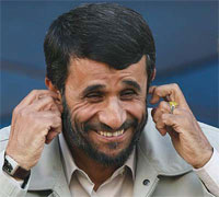 Iranians shout for jobs during Ahmadinejad speech