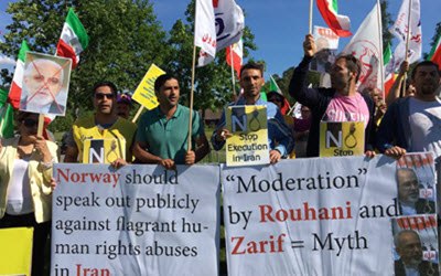 iranians-in-norway-protest-zarif-s-presence-400
