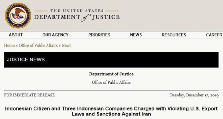 U.S. Charges Indonesian Companies for Evading Sanctions on Iran’s Regime