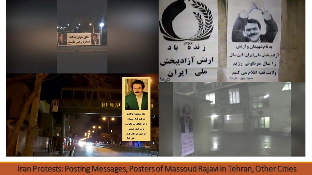 Iran: Posting Messages, Posters of Massoud Rajavi in Tehran, Other Cities by MEK's Resistance Units Iran Protests: Posting Messages, Posters of Massoud Rajavi in Tehran, Other Cities