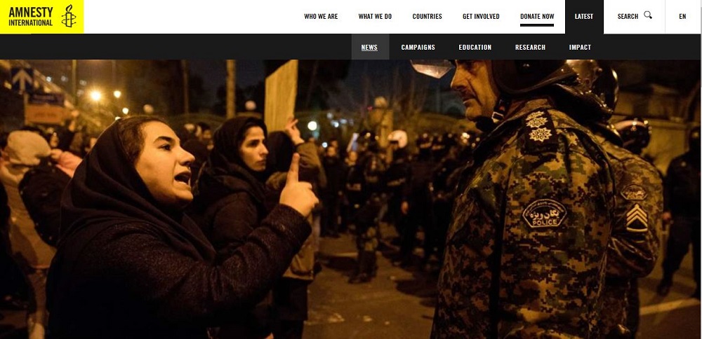 Amnesty International- Scores injured as security forces use unlawful force to crush protests Amnesty International: Iran Regime’s Forces Shot Protesters Over Downing of Ukrainian Airliner