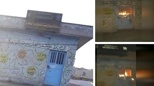 Ahvaz-–-Torching-the-entrance-to-the-IRGC-center-tasked-with-repressing-women-–-August-18-2020 Activities of defiant youth in breaking the atmosphere of clerical oppression