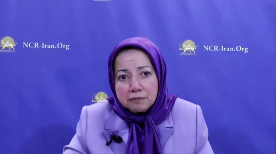 Ms. Dowlat Norouzi, Director of the NCRI UK Office, delivers the message of NCRI President-elect Maryam Rajavi