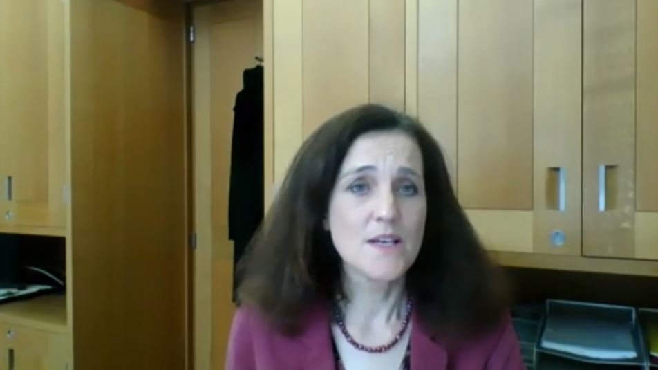 Rt. Hon. Theresa Villiers, MP, addresses the NCRI webinar