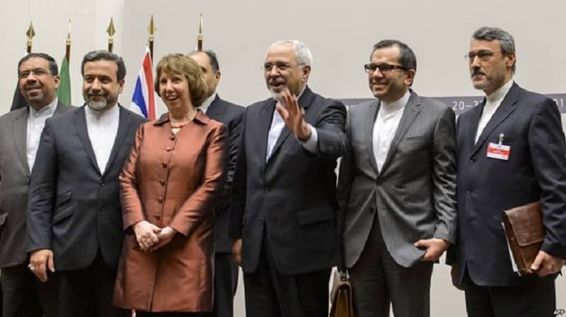 Mohammadnia, (left), part of the Iranian regime delegation during the JCPOA negotiations.