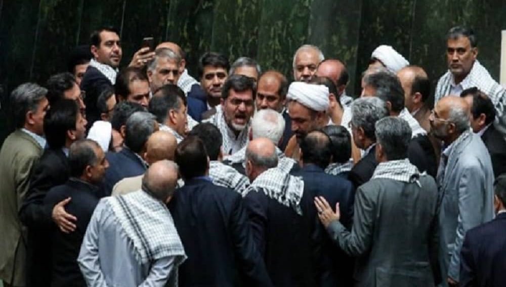 FILE PHOTO: Brawl between MPs in Iran’s parliament (Majlis)