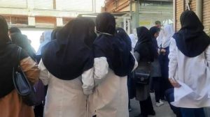 Nurses protesting in Qazvin northwest Iran Nurses protesting in Qazvin northwest Iran