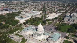 Aerial view of Capitol Hill, Washington, D.C., USA.