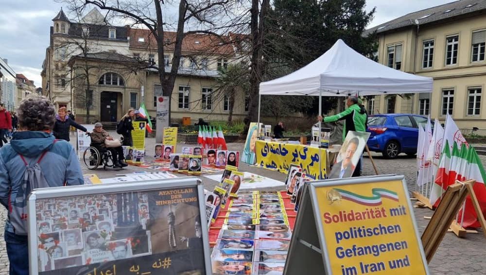Supporters of the Iranian Resistance in Heidelberg, Germany, held a bookstand on March 29, 2025