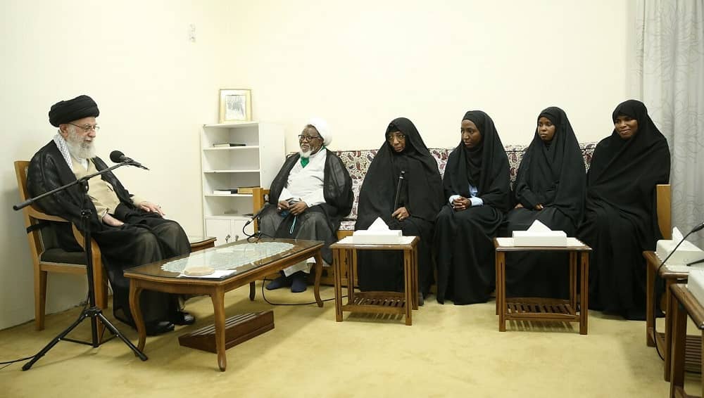 Iranian regime's Supreme Leader Ali Khamenei meets with Sheikh Ibrahim Zakzaky, leader of the extremist group Islamic Movement of Nigeria (IMN), on October 14, 2023
