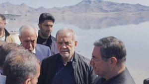 On March 25, 2025, Iranian regime president Masoud Pezeshkian staged a photo-op visit to Lake Urmia