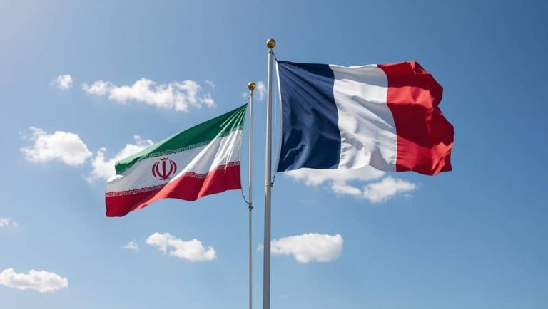 AI-generated image of the French flag alongside the Iranian regime's flag