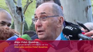 Dr. Alejo Vidal-Quadras speaks to reporters on April 15, 2025, following his testimony before Spain’s National Court| Source: RTVE Noticias YouTube channel