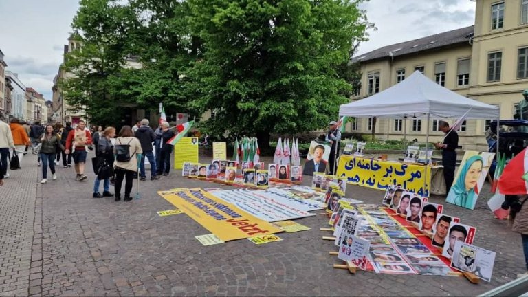 Supporters of the Iranian Resistance in Heidelberg, Germany, held a bookstand on April 28, 2025