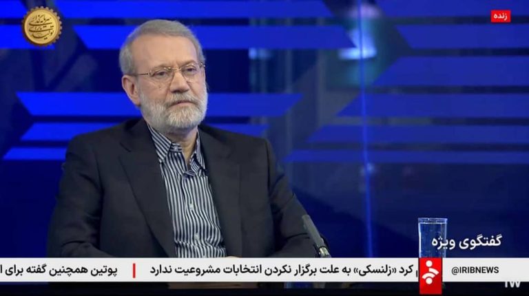 Ali Larijani, advisor to the Iranian regime’s Supreme Leader, appears on state TV on March 31, 2025, issuing threats of pursuing nuclear weapons development if attacked