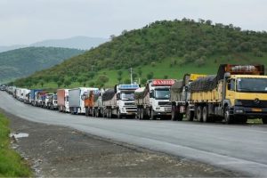 Long Line of Striking Trucks