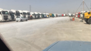 Long Line of Striking Trucks