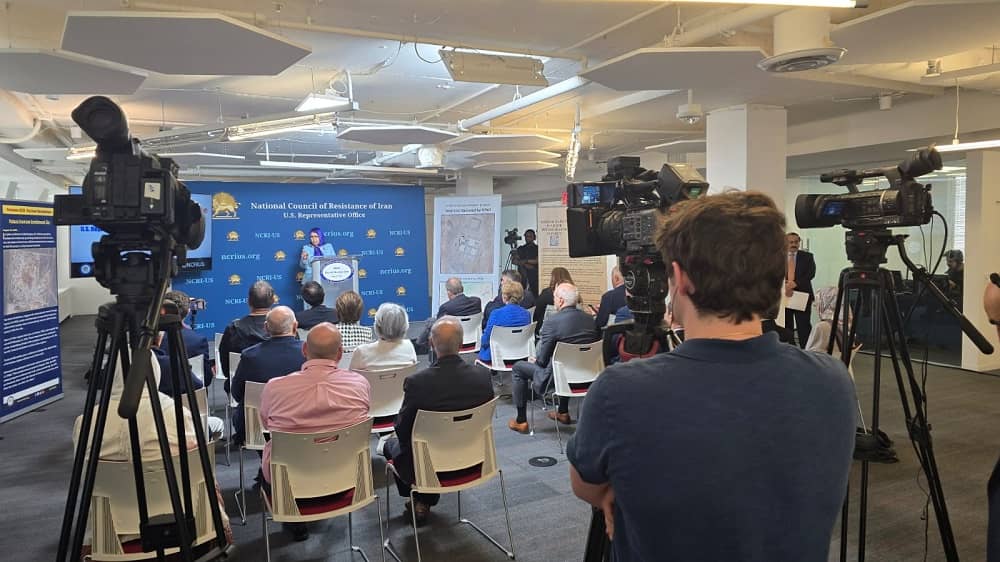 Soona Samsami, NCRI’s U.S. Representativeو addresses reporters at the NCRI-US press conference — May 8, 2025