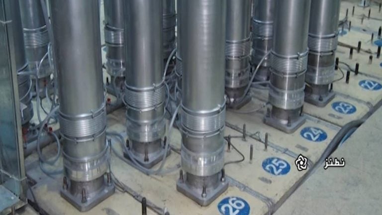 A cascade of centrifuges at the Natanz nuclear site in central Iran