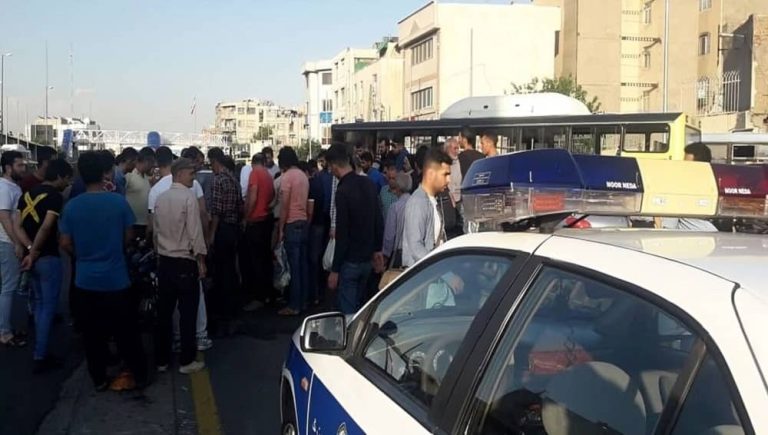 Tehran, May 25, 2025 — Scene near Vanak Square where Mohammad-Hassan Nikzad, son of the Iranian regime’s Deputy Parliament Speaker, illegally entered a restricted lane and struck a traffic police officer