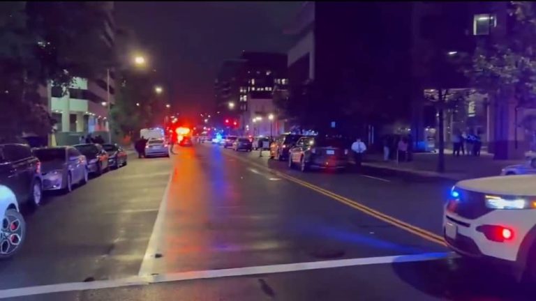 NYPD blocks off a Manhattan street following the May 22 shooting of two Israeli embassy staffers