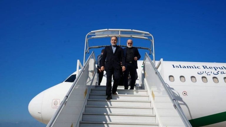 The Iranian regime's Foreign Minister Abbas Araghchi steps off the plane in Beirut— September 22, 2024