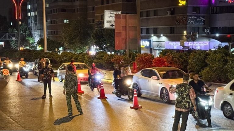 Basij forces set up checkpoints and mount repressive measures in wake of attacks by Israel