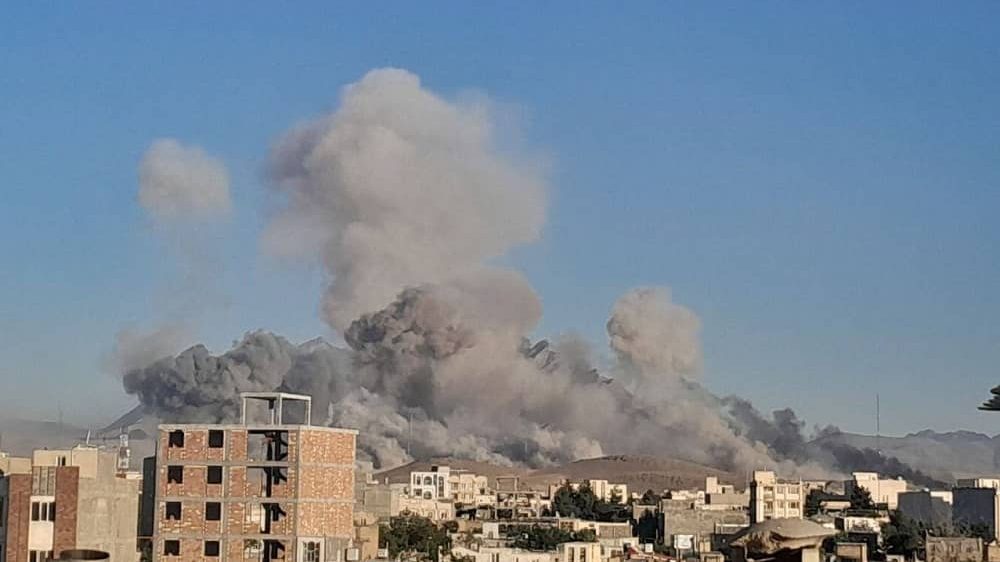 Smoke rises after an Israeli airstrike near the city of Khomein in Iran’s Markazi province, June 19, 2025