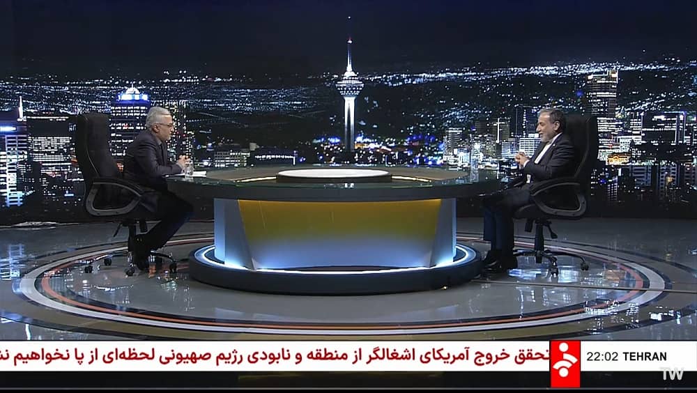 Iranian regime's Foreign Minister Abbas Araghchi talks to state TV on June 27, 2025