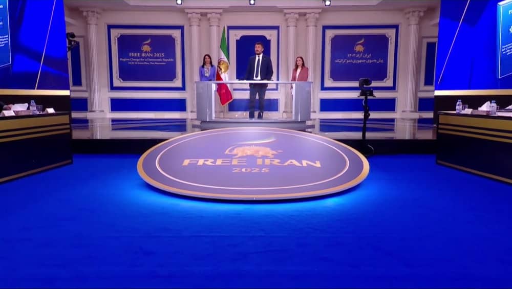 Italian MP Emanuele Pozzolo addresses an NCRI conference on May 31, 2025