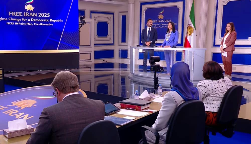 Italian MP Naike Gruppioni, joined by fellow parliamentarians, addresses an NCRI conference on May 17, 2025