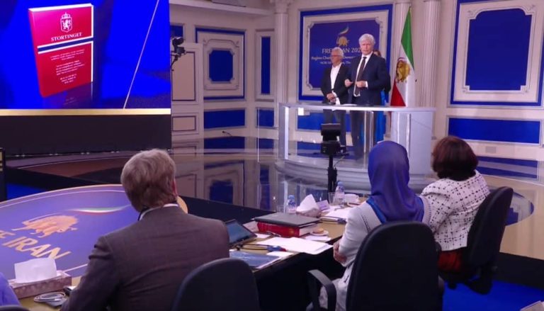 Norwegian MP Ola Elvestuen addresses an NCRI conference on May 31, 2025