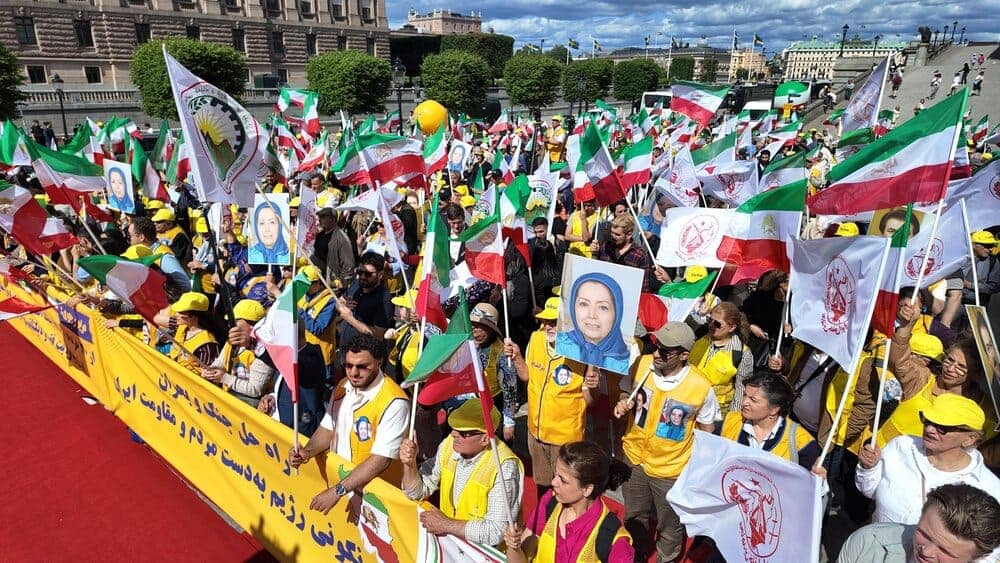 Supporters of the Iranian Resistance rallied on June 21, 2025, in Stockholm, Sweden