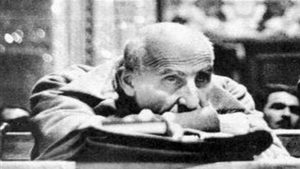 Mohamed Mossadegh, sitting in court, November 1953