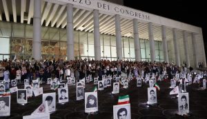 Rome, July 31, 2025 – Outside the Palazzo dei Congressi, site of the Free Iran World Summit, hundreds of portraits of PMOI political prisoners executed in the 1988 massacre lined the square in a powerful tribute
