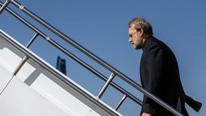Ali Larijani — now the Iranian regime’s Secretary of the Supreme Security Council — boards a plane on February 11, 2019