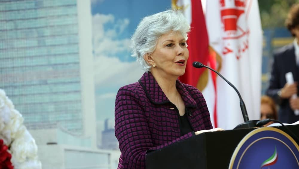 Linda Chavez, former Director of the White House Office of Public Liaison, addresses a major rally in NYC on September 23, 2025