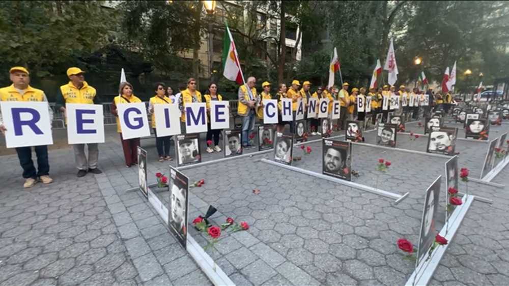 PMOI supporters hold rally in New York, condemning the Iranian regime's human rights abuses