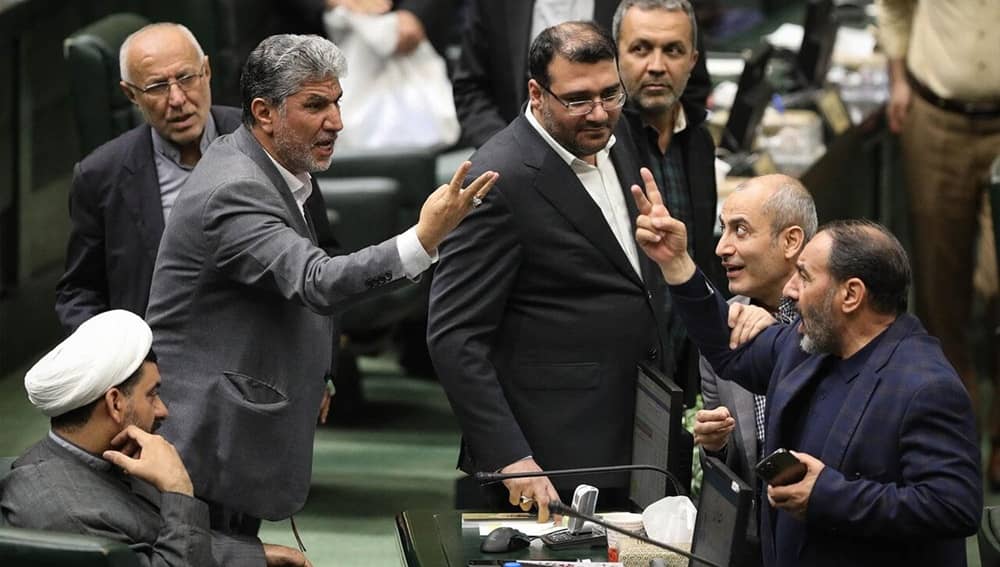 File photo: Fierce argument among MPs in the Iranian regime's parliament (Majlis)