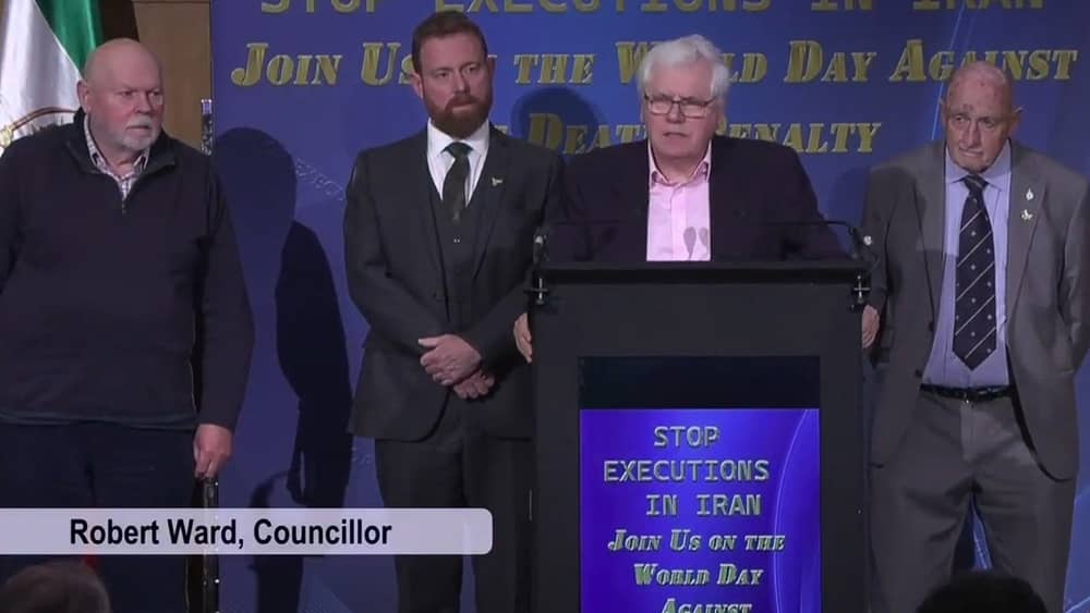 Councilor Robert Ward of Croydon addresses an international conference in London on October 11, 2025