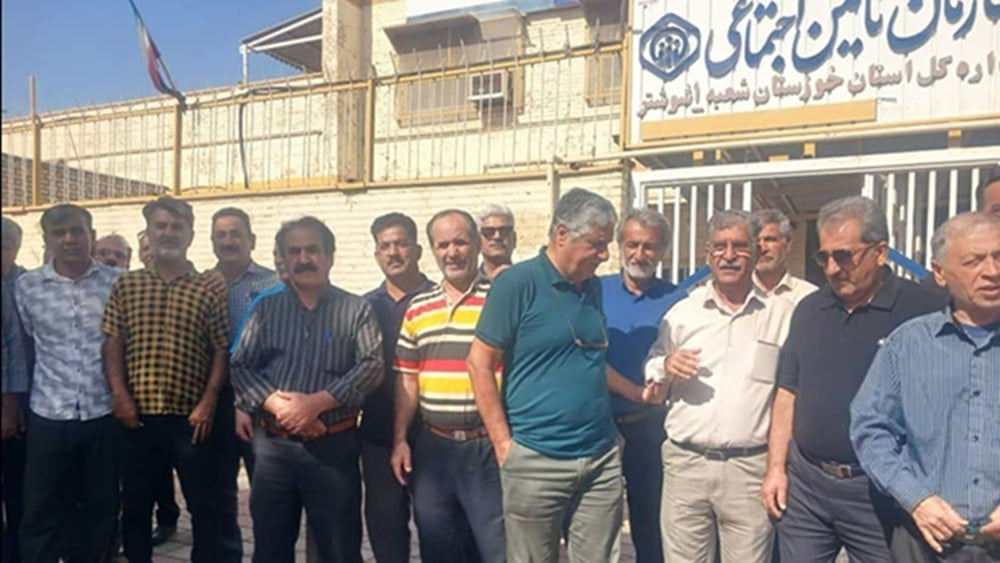 Protest rally by retirees of the Social Security Organization in Shushtar (October 12, 2025)