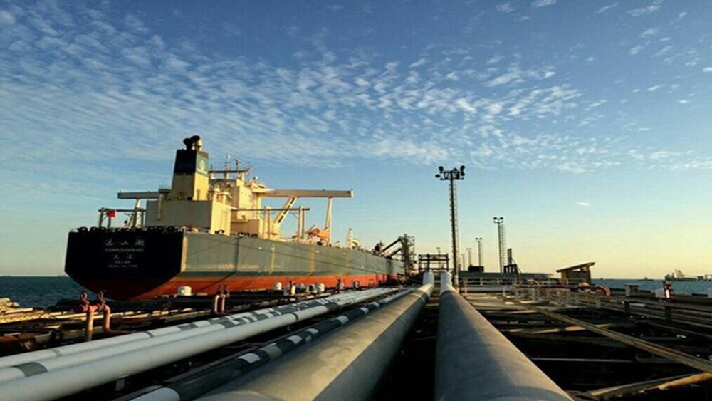 Oil tanker docked at a Persian Gulf terminal