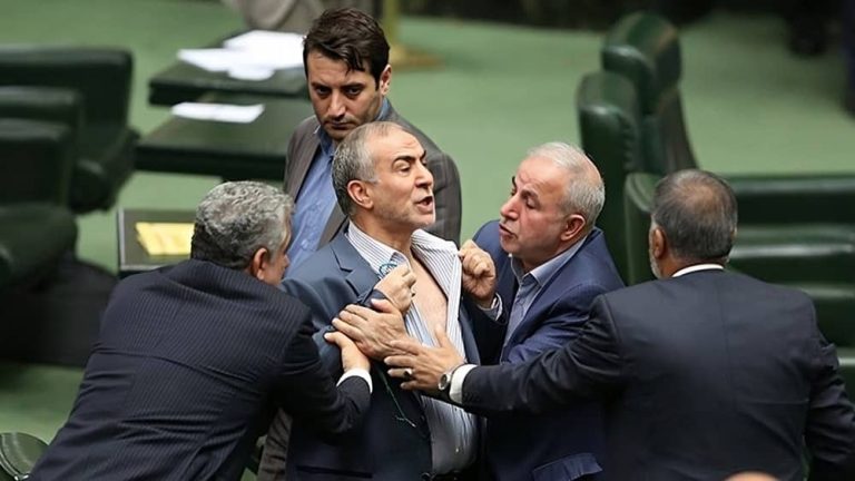 FILE PHOTO: Brawl between MPs in Iran’s parliament (Majlis)