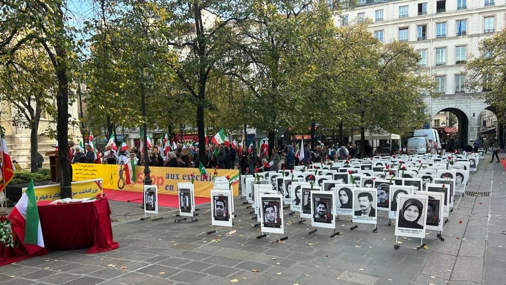 Supporters of the Iranian Resistance in Paris, France, held a rally and photo exhibition on October 11, 2025