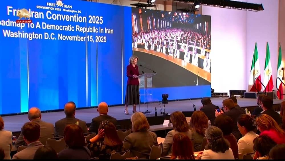 Former U.S. Ambassador to Denmark Carla Sands addresses the Free Iran Convention 2025 in Washington D.C. on November 15, 2025