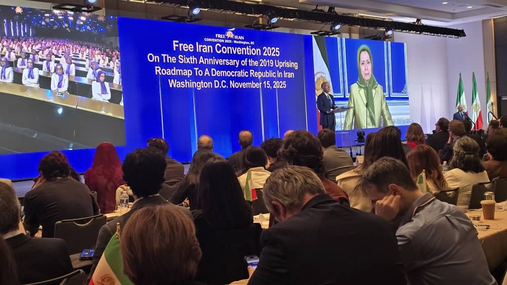 Former US Secretary of State Mike Pompeo addresses the Free Iran Convention 2025 in Washington D.C. on November 15, 2025