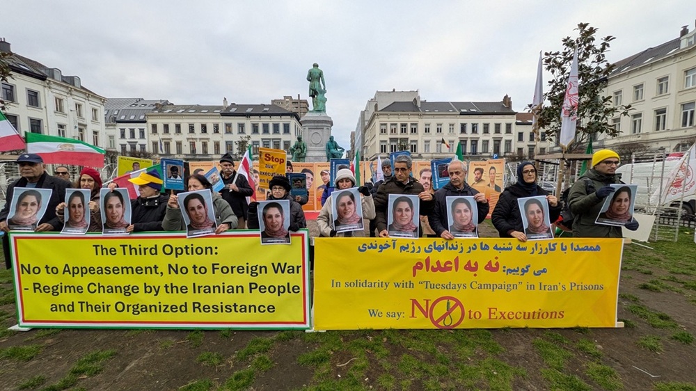 Supporters of Iranian Resistance Rally in Brussels Against Executions in Iran