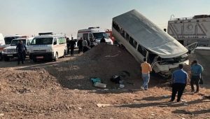 Several students were injured after a school-service minibus veered off the road near Eyvanaki in Garmsar county, Semnan province, on Dec. 21, 2025